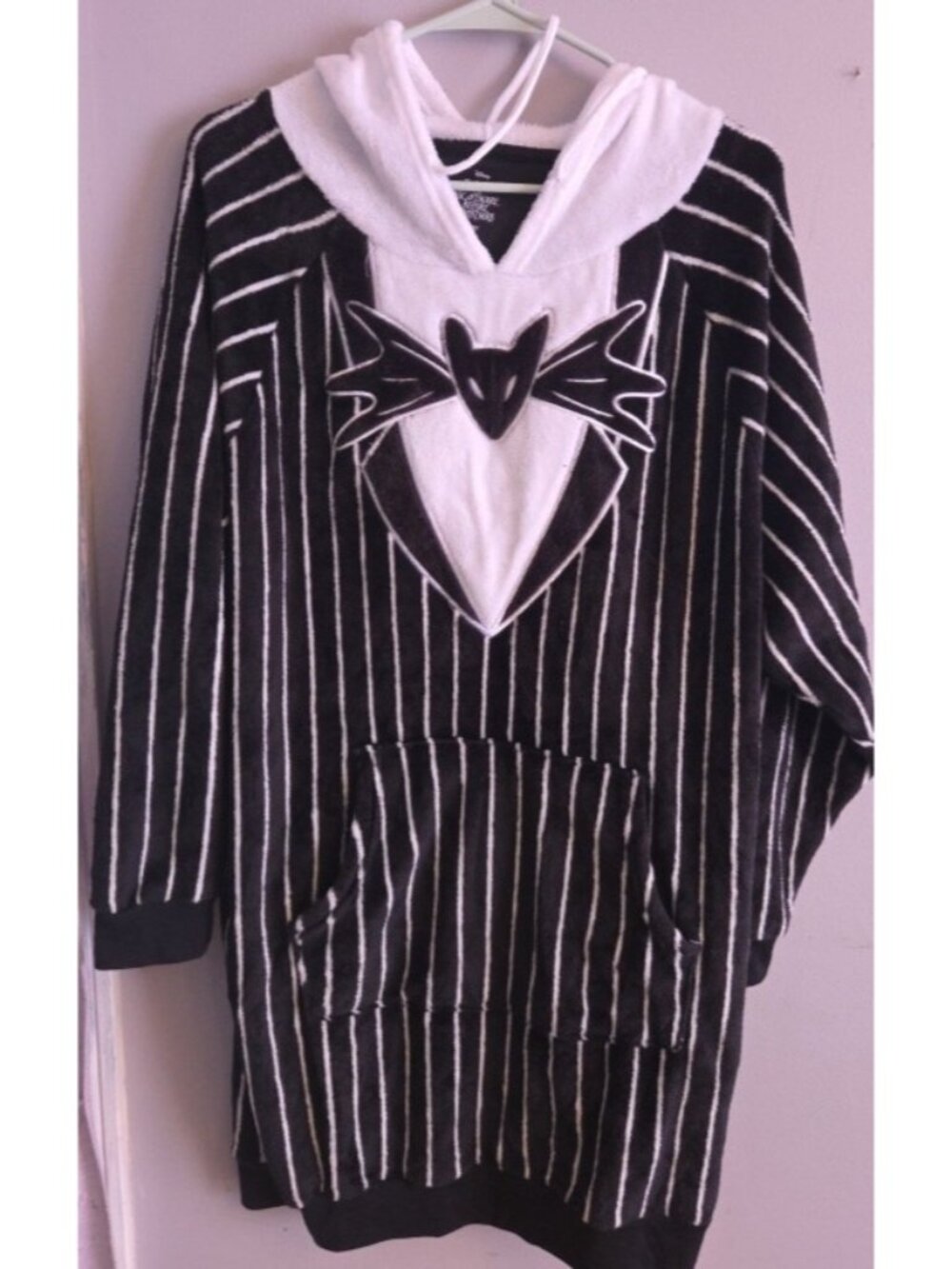 Women L 12 14 Nightmare Before Christmas Jack Sleep Lounger Hooded Black White